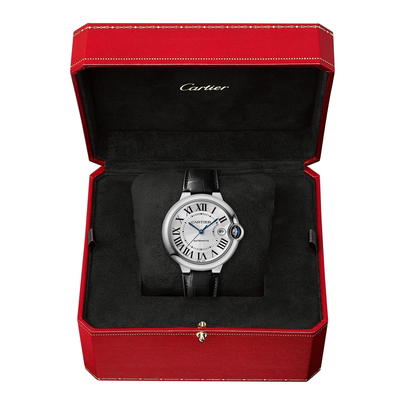 Ballon Bleu de Cartier 40 | 40mm, Steel, Alligator Leather, Silver Dial