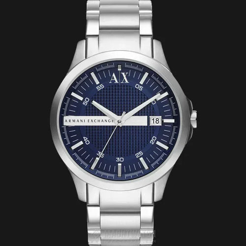 Armani Exchange Hampton AX2132 Men's Chronograph – Blue Dial with Silver Stainless Steel Bracelet