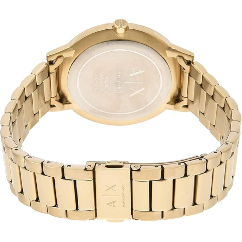 Armani Exchange Cayde AX2707 Men's Analog Watch – Gold Dial with Coordinated Gold Stainless Steel Strap