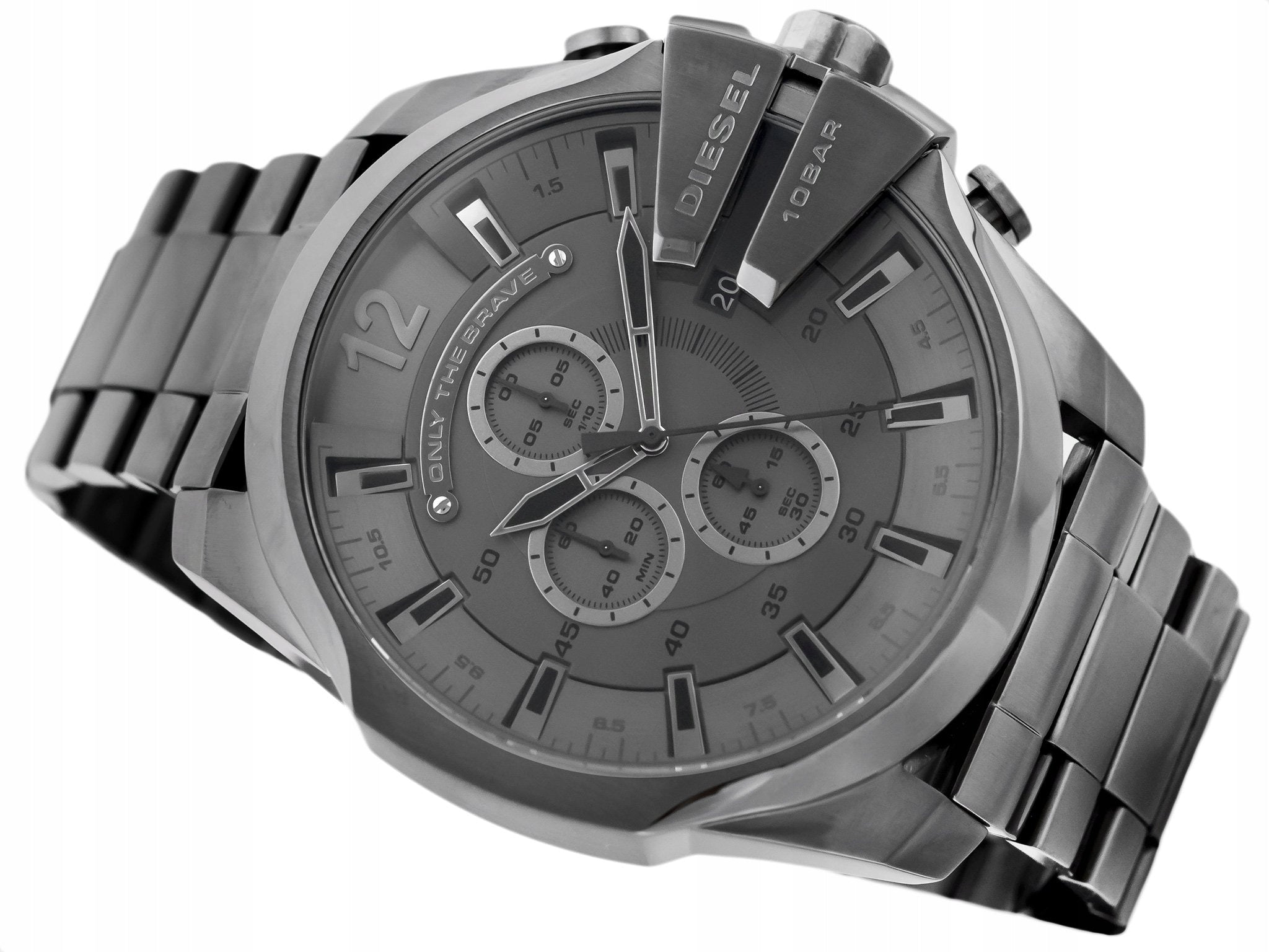 Diesel DZ4282 Mega Chief Chronograph Men's Watch – Grey Dial & Grey Stainless Steel Strap